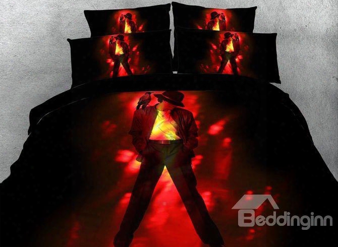 3d Male Dancer With Hat Printed Cotton 4-piece Bedding Sets/duvet Covers