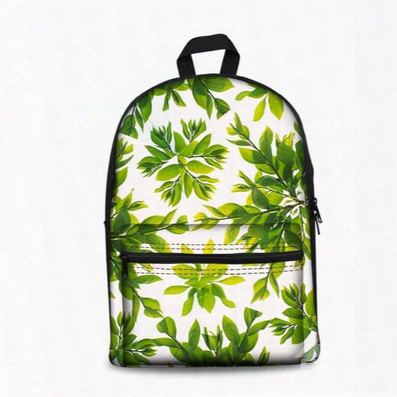 3d Modern Style Simplify Green Leaves Print Backpack School Bags Cool Casual Laptop Packs