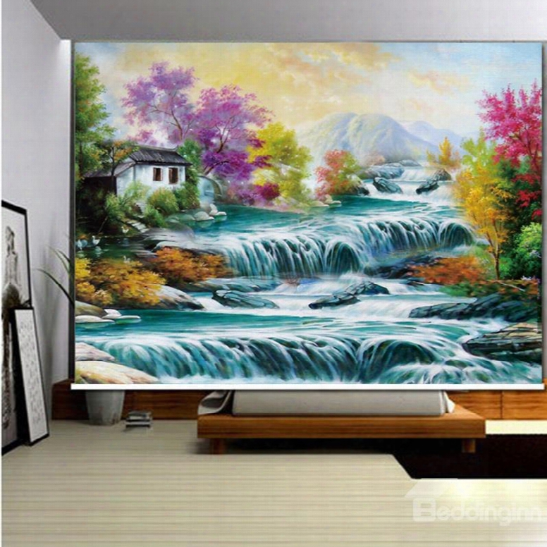 3d Printed River And Trees Nutural Style Room Curtain Blackout Roller Shades