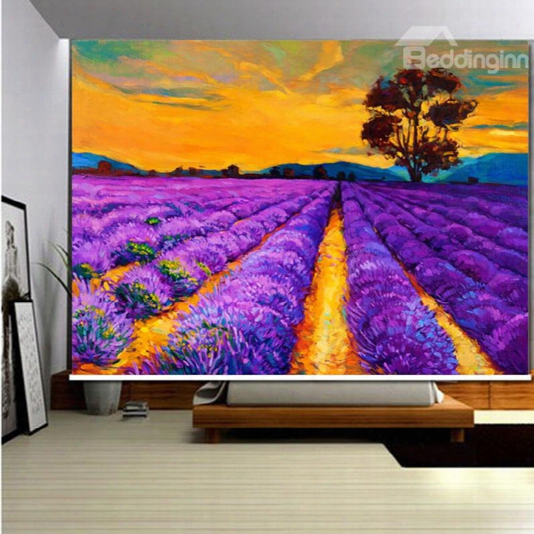 3d Purple Lavenders And Red Trees Romantic Style Decoration And Blackout Roller Shades