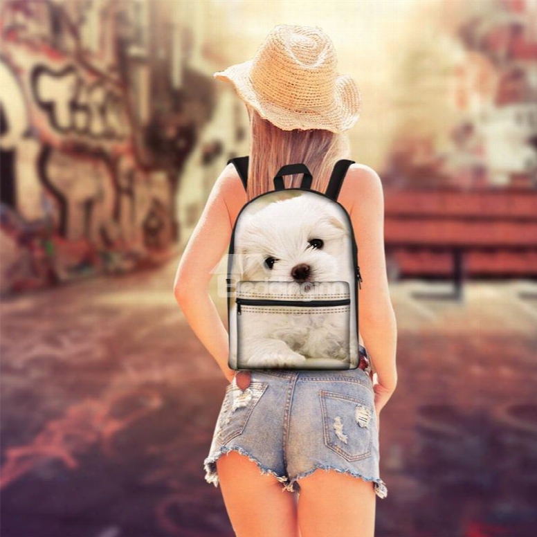 Adorable Puppy Dog 3d Pattern School Outdoor For Man&woman Backpack