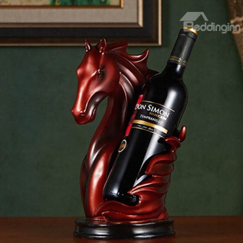 Amusing European Style Resin Horse Shape Design Decorative Wine Rack