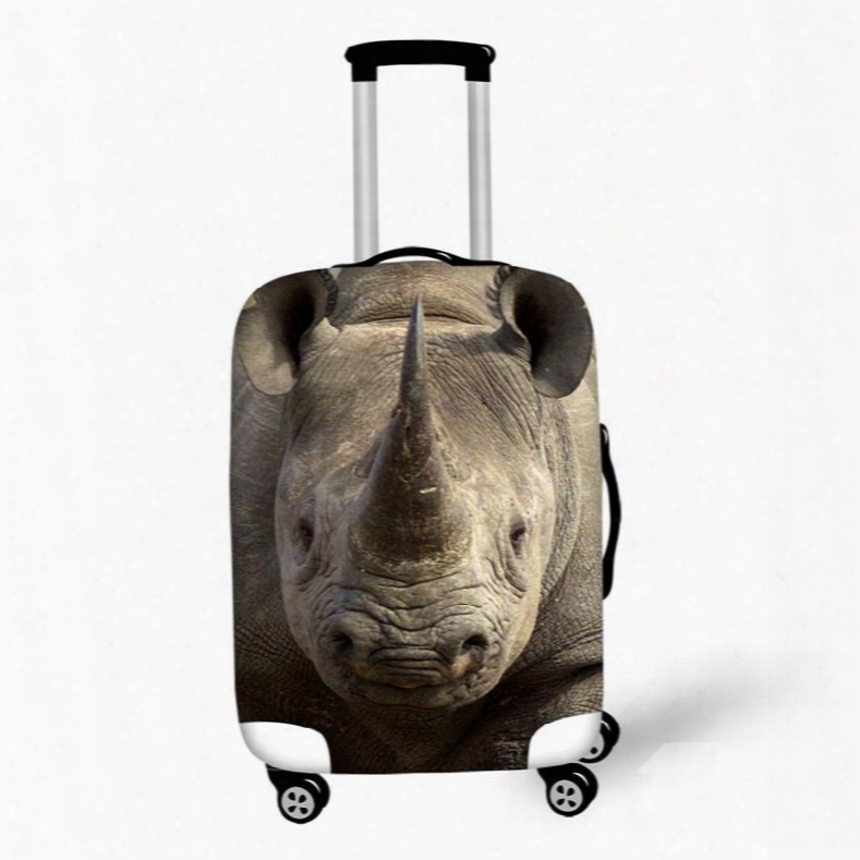 Anti-scratch 3d Waterproof Animals Dicerorhinus Travel Luggage Cover Suitcase