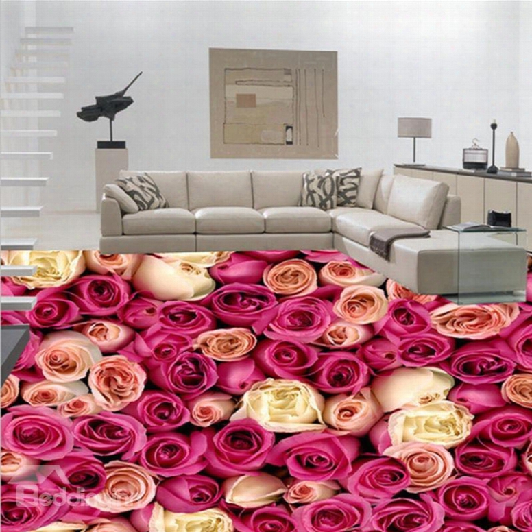 Awesome Champagne Roses Pattern Nonslip And Waterproof 3d Floor Murals
