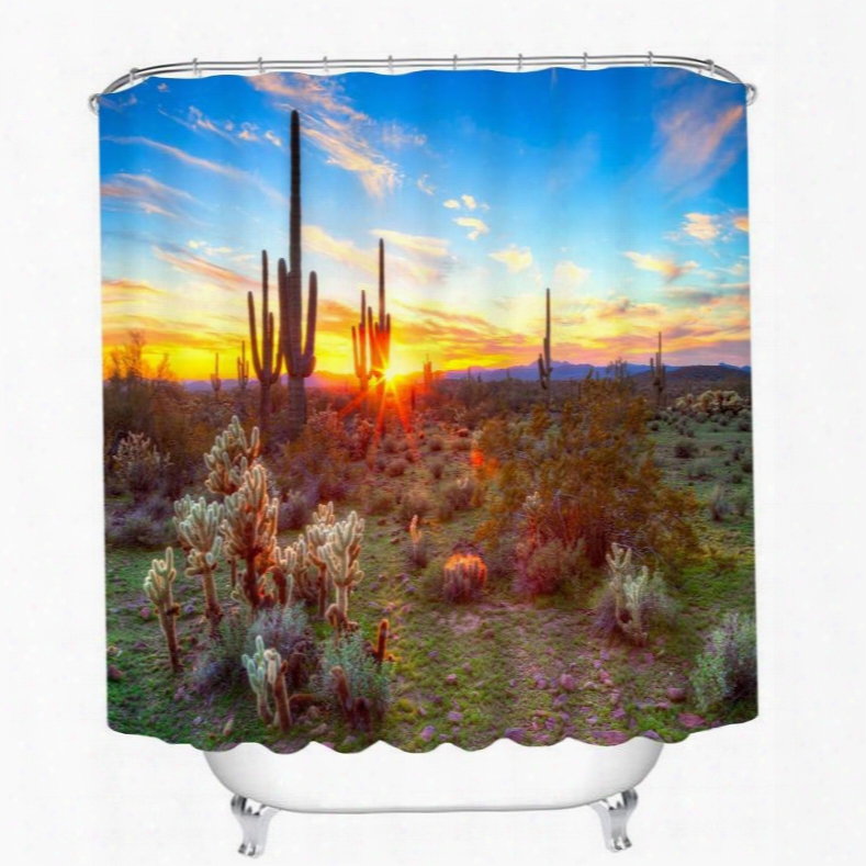 Beautiful Sunset Scenery Of The Desert 3d Printed Bathroom Waterproof Shower Curtain