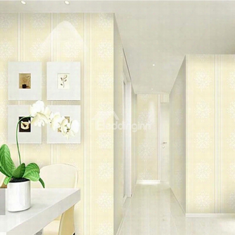 Beige Background And White Flowers Durable Waterproof And Eco-friendly 3d Wall Mural