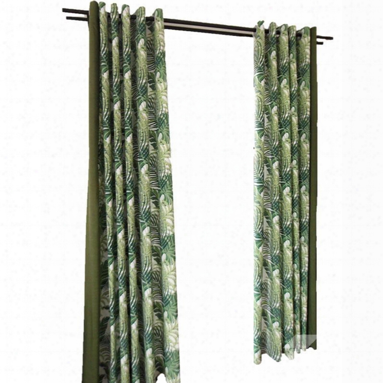 Blackout And Dust-proof Polyester Printing Green Leaves Countryside Style Room Curtains