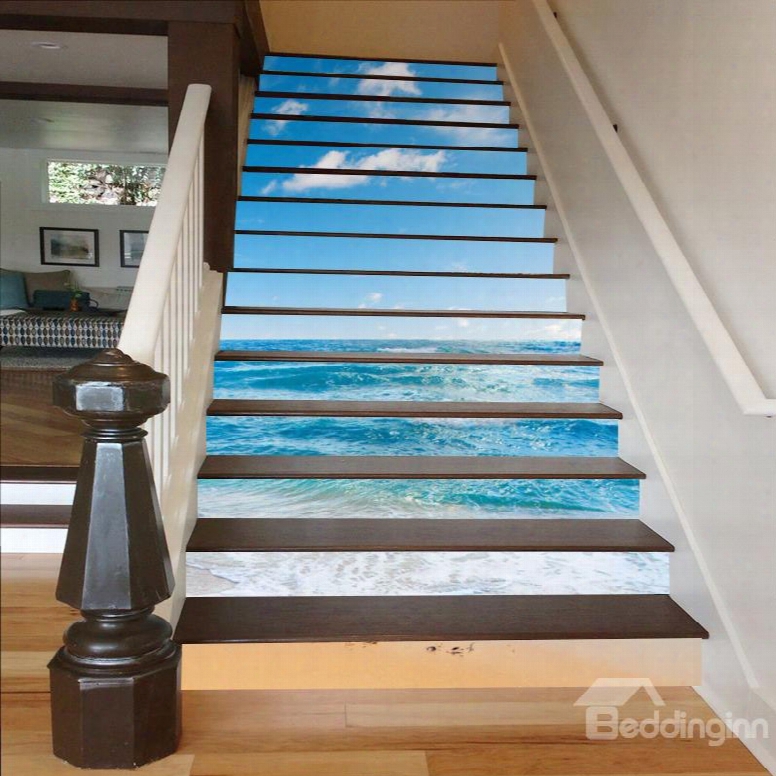 Blue Sea And Sky 3d Waterproof Diy Stair Murals