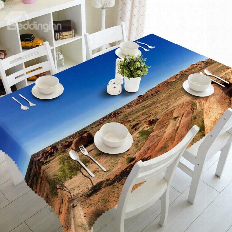 Blue Sky And Dry Land Prints Design Dining Room Decoration 3d Tablecloth