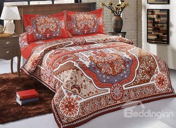 Boho Style Polyester 4-piece Duvet Cover Sets