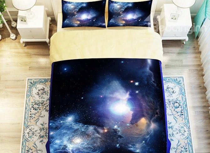 Bright Shining Galaxy Print 4-piece Polyester Duvet Cover Sets