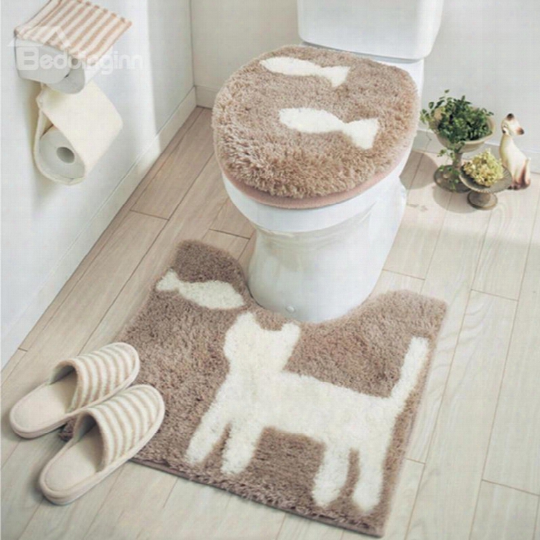 Cat And Fish Pattern Cotton Toilet Seat Cover Sets