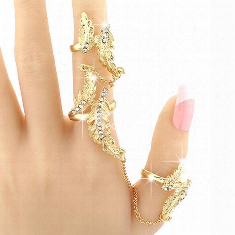 Charming Rhinestone Inlaid Butterfly Design Alloy Ring Sets