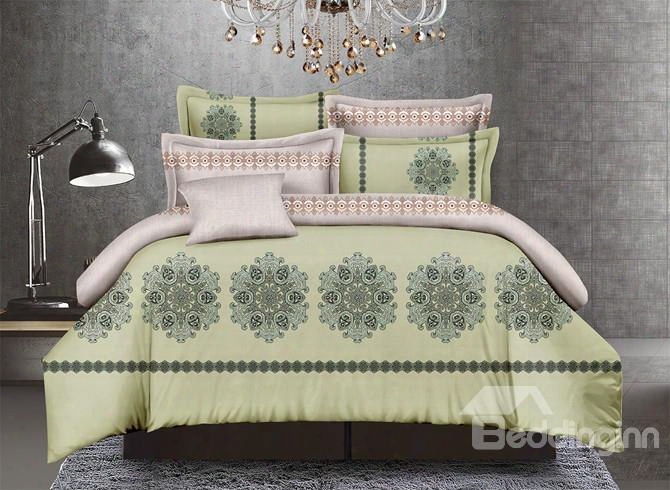 Chic American Style Green Polyester 4-piece Duvet Cover Sets