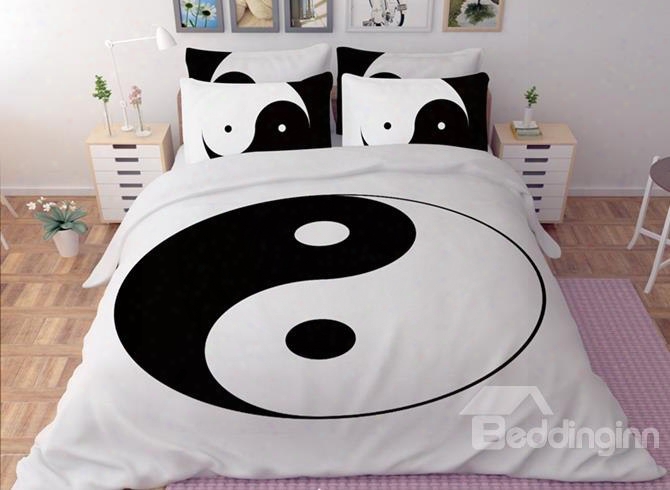 Classic Tai Chi Icon Print 4-piece Polyester Duvet Cover Sets