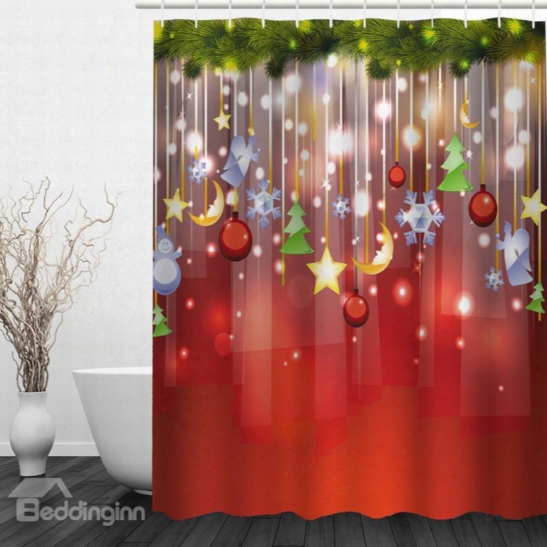 Clip Art Christmas Decoration In The Tree Printing Bathroom 3d Shower Curtan