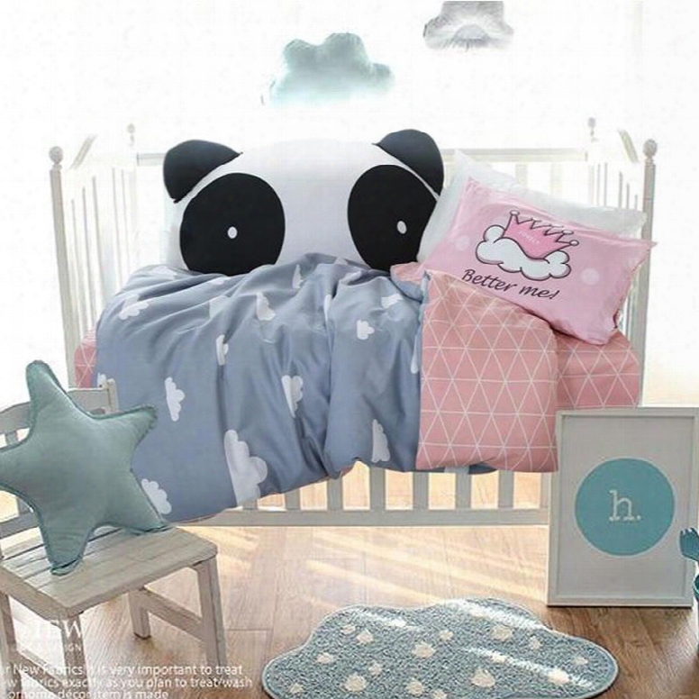 Clouds Printed Cotton Blue And Pink 3-piece Crib Bedding Sets