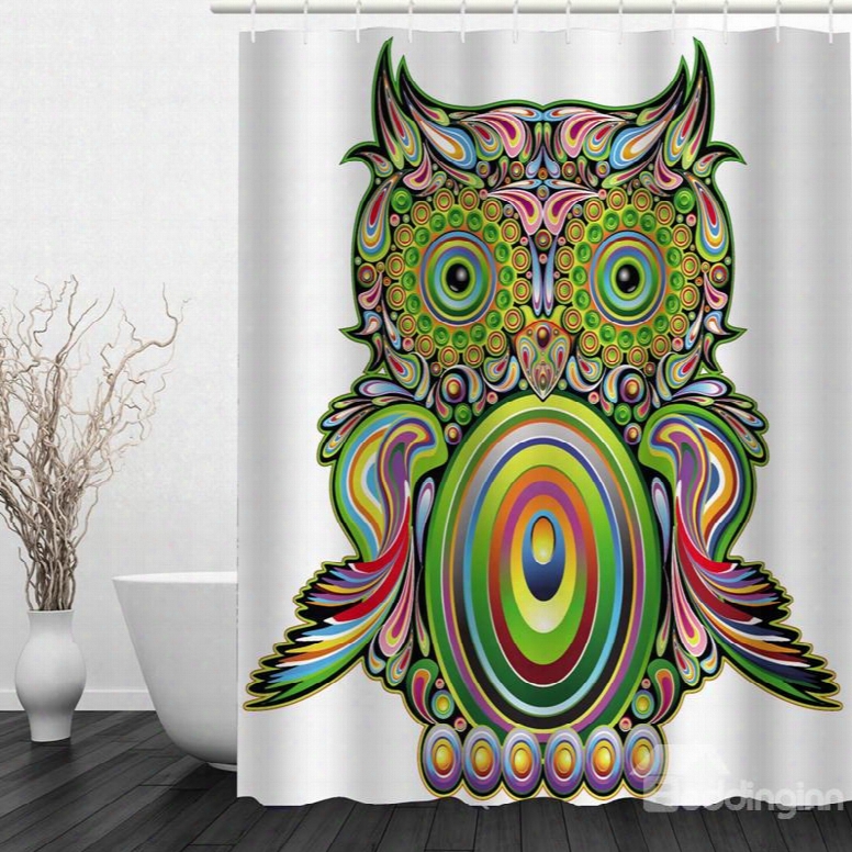 Colored Cartoon Owl 3d Printed Bathroom Waterproof Shower Curtain