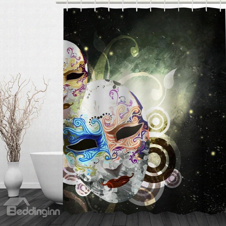 Colored Masquerade Mask Printing Bathroom 3d Shower Curtain