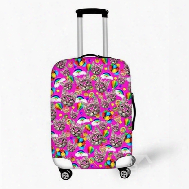Colorful Cats Faces Pattern 3d Painted Luggage Protect Cover