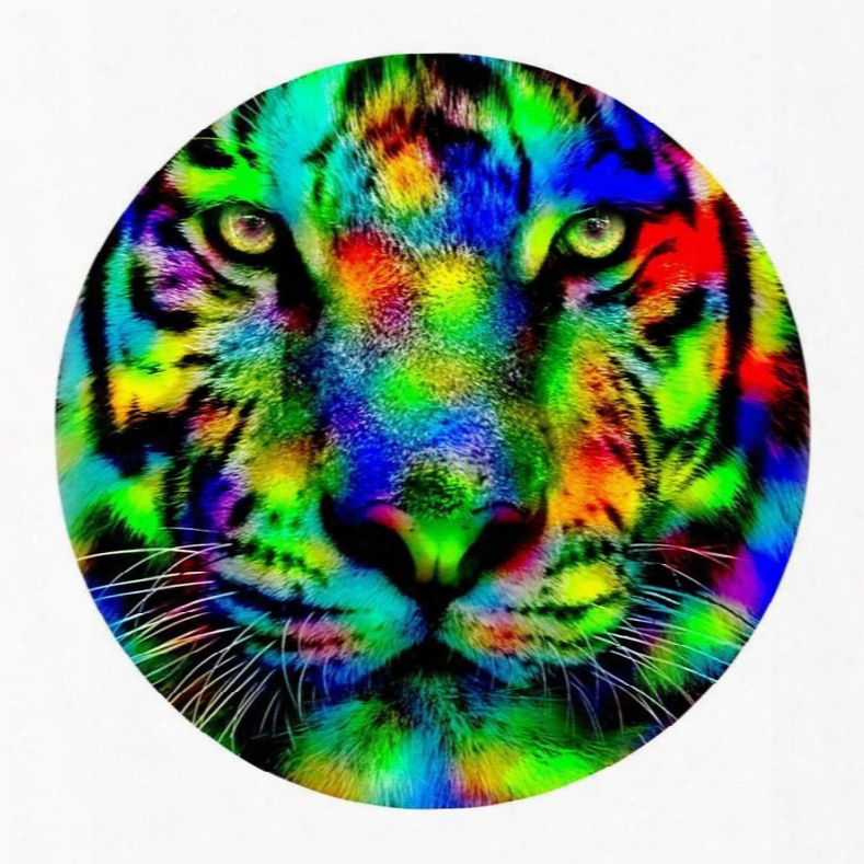 Colorful Tiger Head Pa Ttern Pvc Round Water Absorption And Anti-slip Entrance Doormat