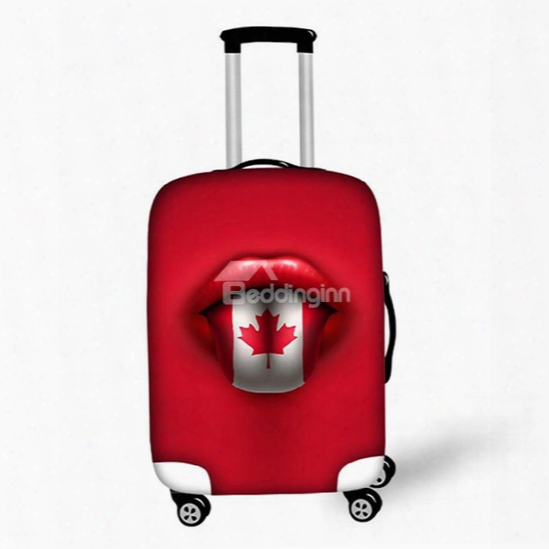 Cool Mouth With Maple Flay Pattern 3d Painted Luggage Cover