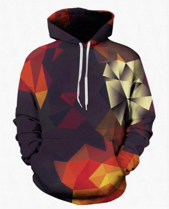 Creative Geometry Gradient Pattern 3d Painted Hoodie