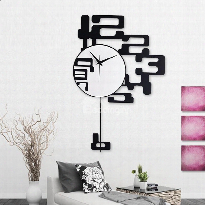 Creative Modern Design Black Numbers Decoration Mute Batterywall Clock