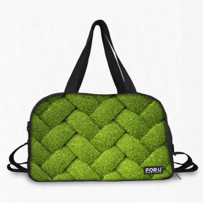 Creative Plant Grid Pattern 3d Painted Travel Bag