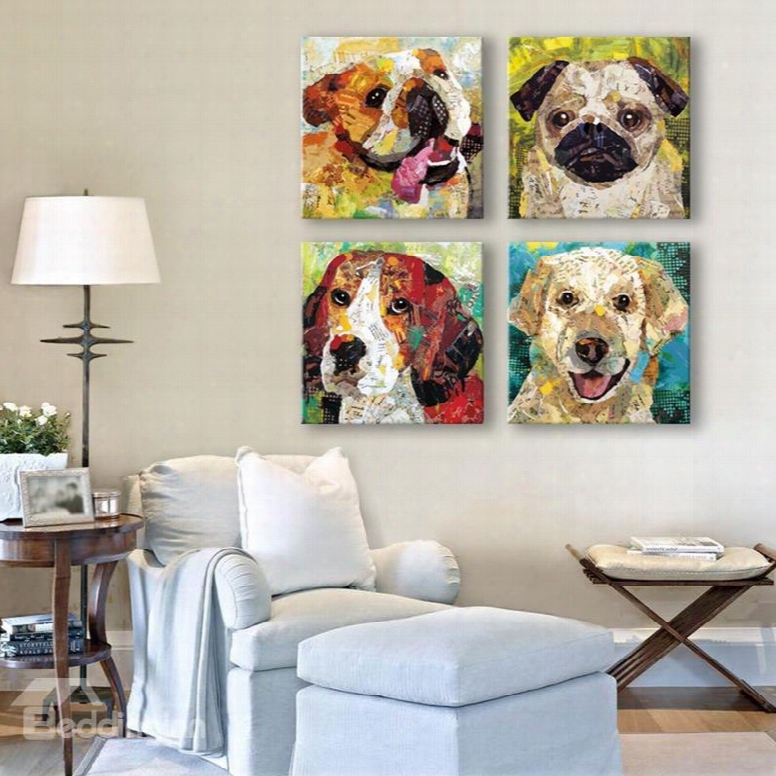 Cute Dogs Pattern Design Ready To Hang Framed Wall Art Prints
