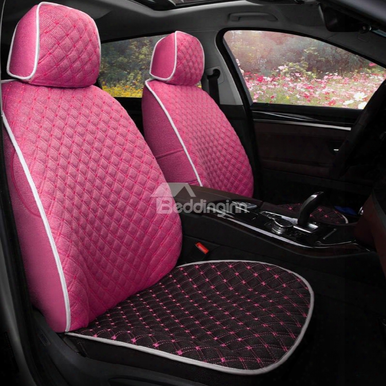 Dark Dual Colored Theme Plaid Patterns Comfortable Custom Fit Car Seat Covers