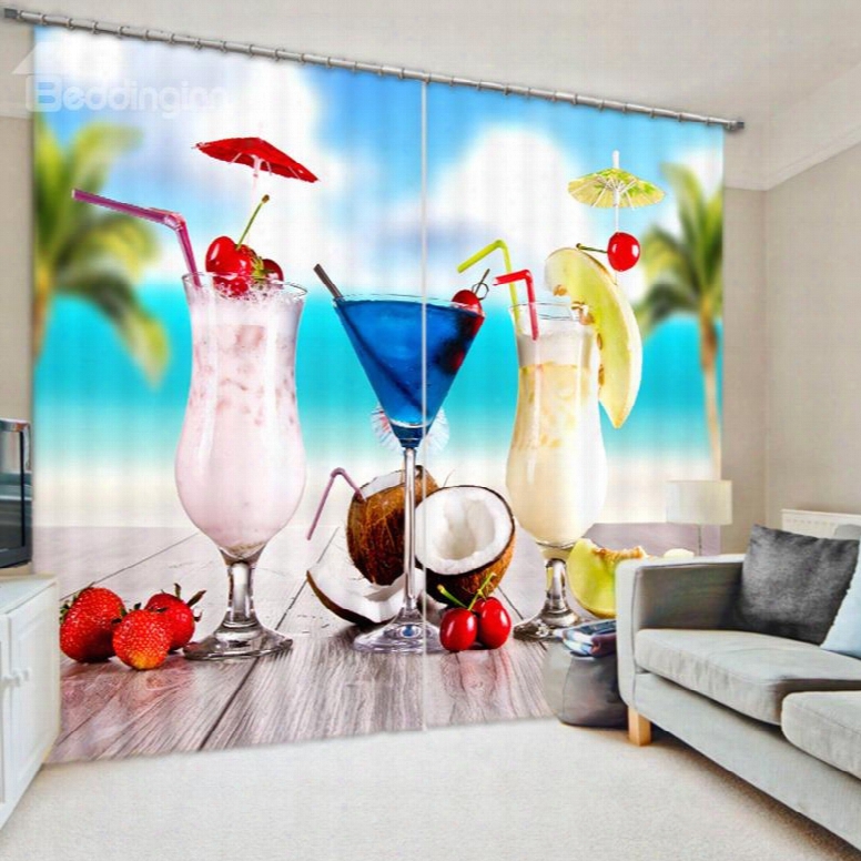 Delicious Beach Drinks 3d Printed Polyester Curtain