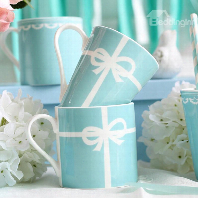 Elegant Blue Ceramic European Style 2 Pieces Home Coffee Mugs