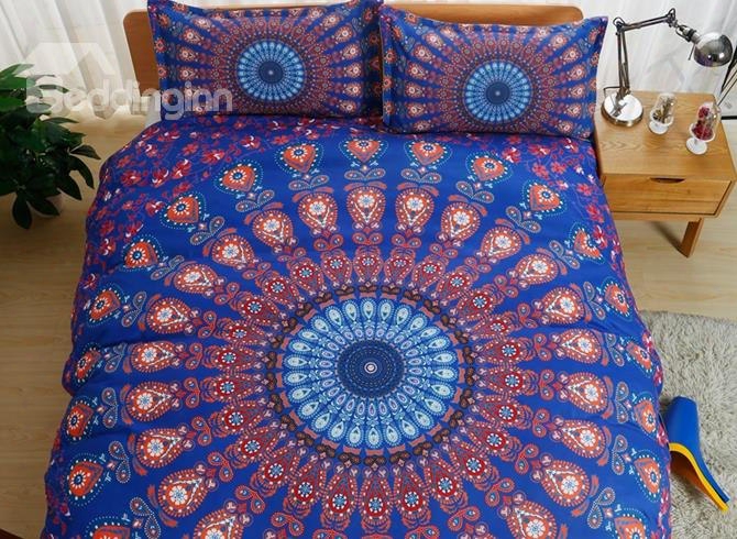 Exotic Bohemian Style Mandala Purple Polyester 3-piece Bedding Ests