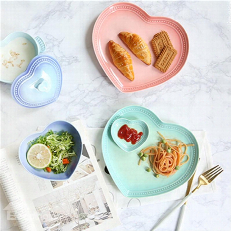 Fabulous Ceramic Heart-shaped Pure Color 1 Piece Saucer Painted Pottery