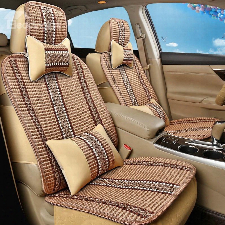 Fashionable Patterns Beautiful Design Striped Ice Silk And Rayon Universal Car Seat Cover