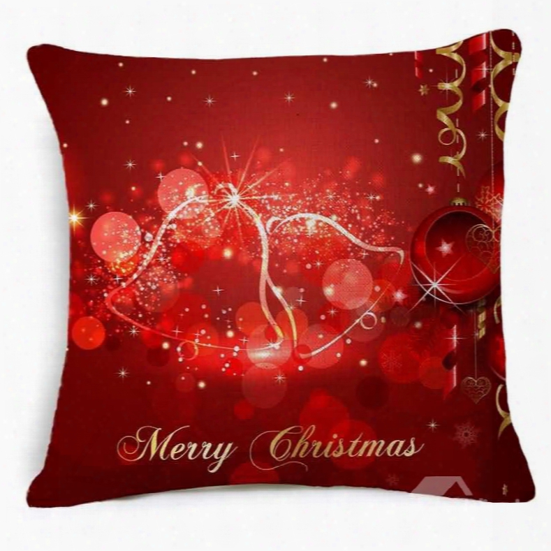 Festive Christmas Jingle Bell Print Red Throw Pillow