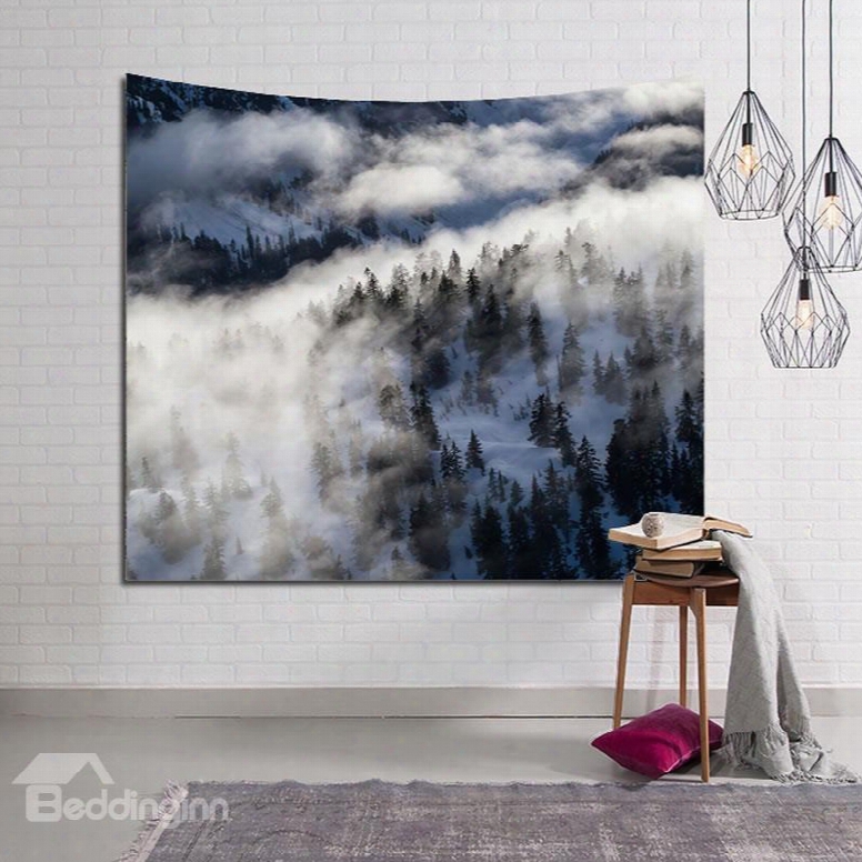 Foggy Woods Landscape Decorative Hanging  Wall Tapestry