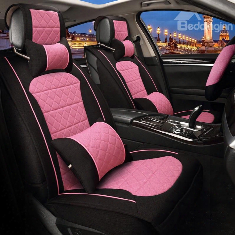 Girly Bright Contrast Color Design Durable Pet Material Universal Five Car Seat Cover