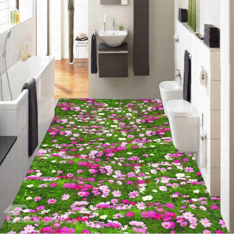 Gorgeous Flowers Field Design Home Decorative Splicing Waterproof 3d Floor Murals