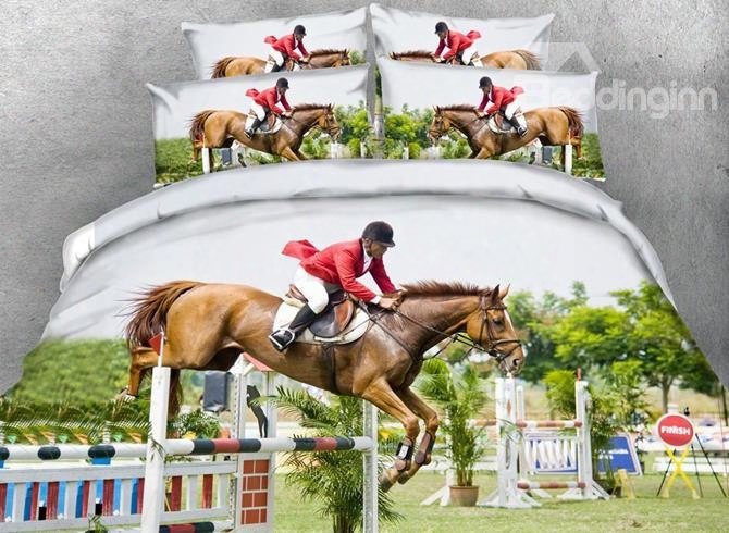Gorgeous Horse Riding Print 5-piece Comforter Sets