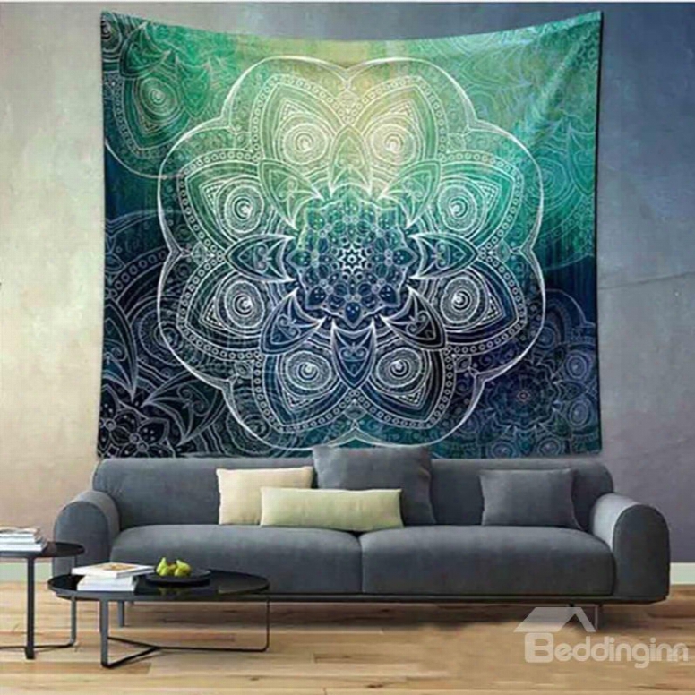 Gradient Mandala Printed Ethnic Style Green Decorative Hanging Wall Tapestry
