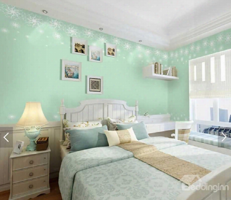 Green Background With Snow Style 3d Waterproof Wall Murals