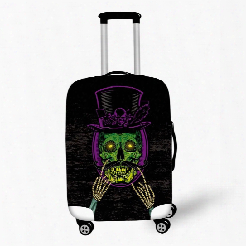 Green Skeleton Face With Beard Caps Outdoor Waterproof 3d Luggage Overs