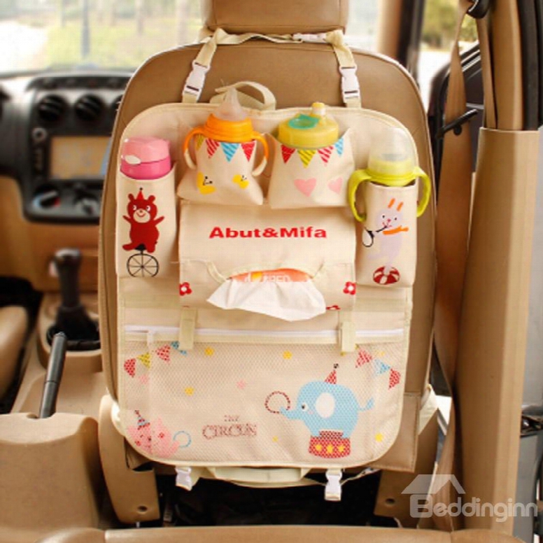 High Capacity Anti-kicking Circus Cartoon Design Car Backseat Organizer