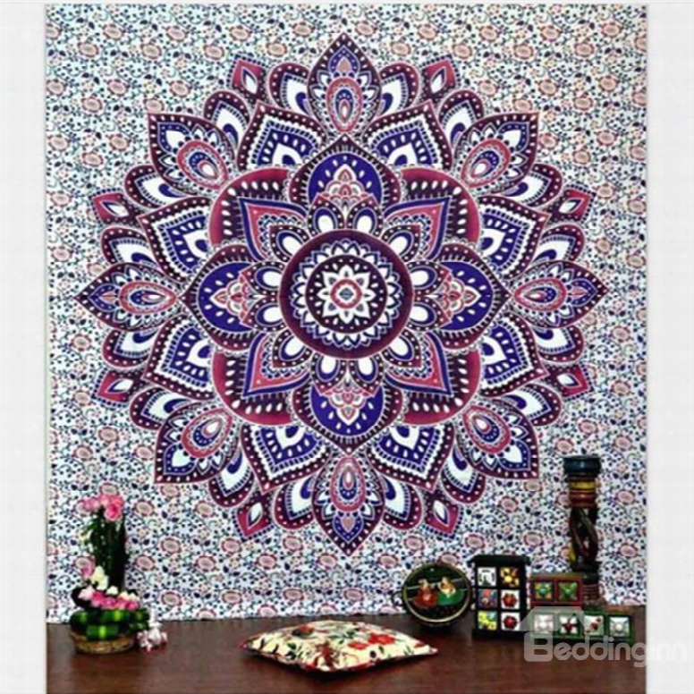 Lotus Flower Pattern Colorful Ethnic Style Hanging Wall Tapestries