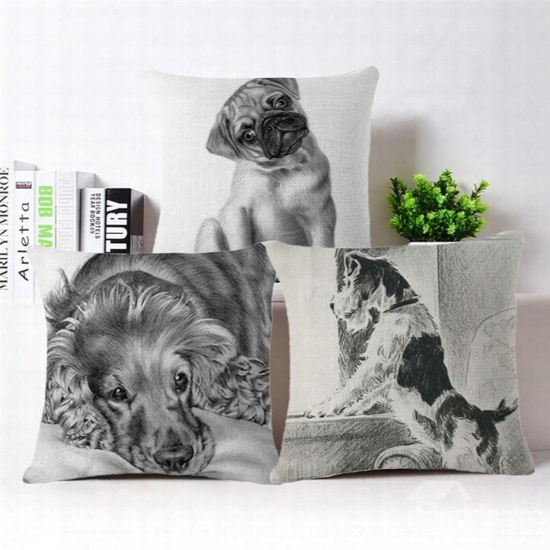 Lovely Sketch Puppy Design Square Throw Pillow
