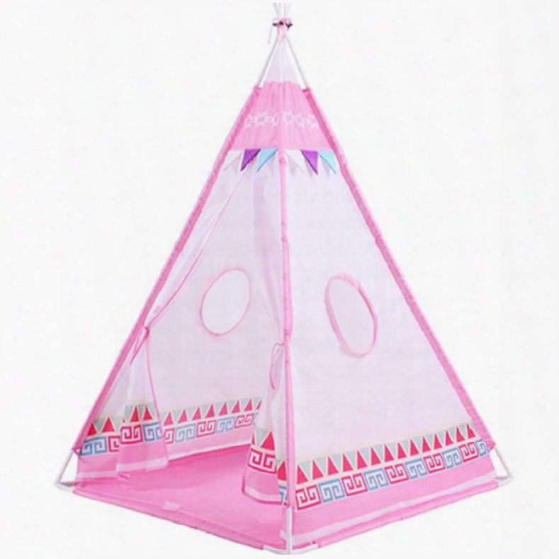 Lovely Triangles Pattern Pink Kids Indoor Tent Tepee