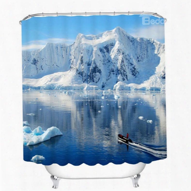 Magnificent Glacier In The Sunny Day 3d Printed Bathroom Waterproog Shower Curtain