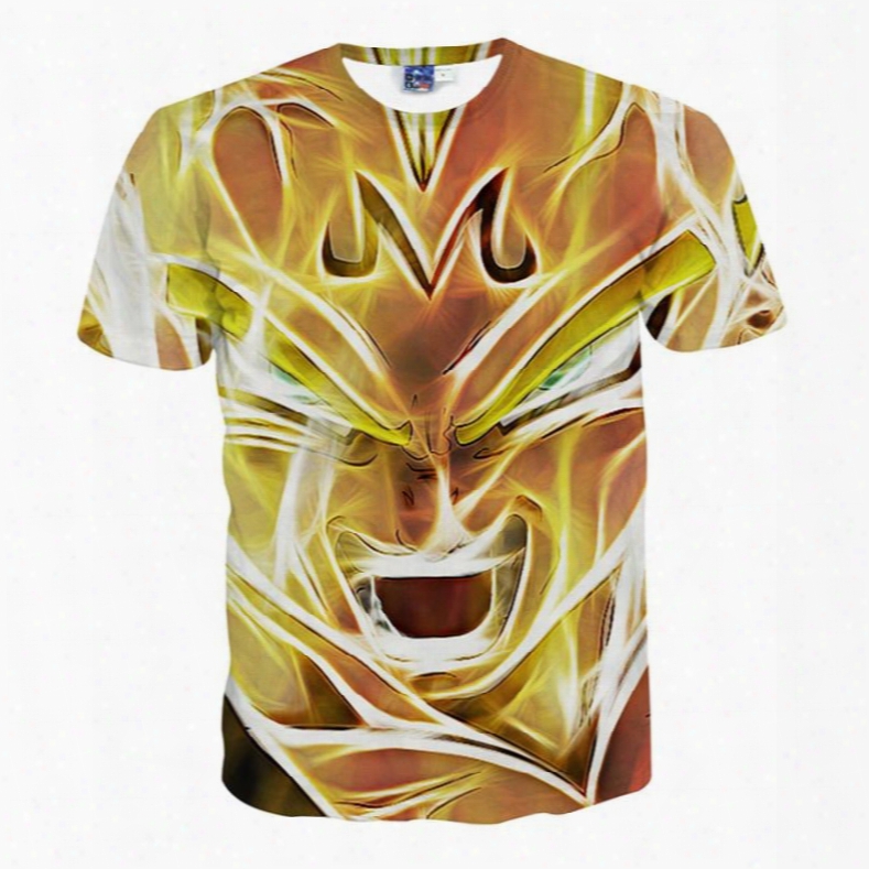Marvelous Round Neck Digital Lion Pattern 3d Painted T-shirt